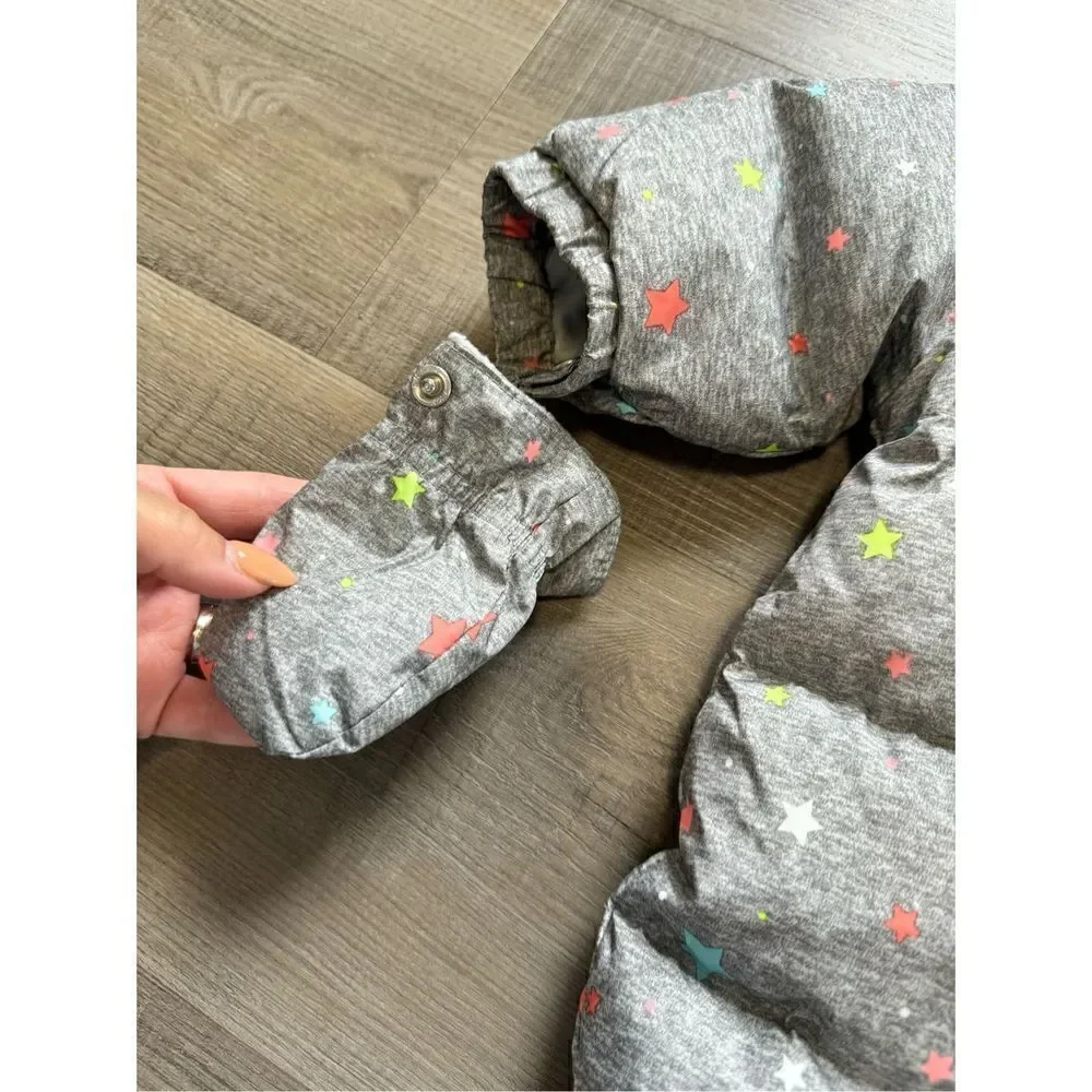 Baby Gap Unisex 0-6MO One Piece Footie Fleece Lined Grey Star Outfit